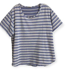 Striped Blue and White Elevated Tee with Stretch Sz 3X